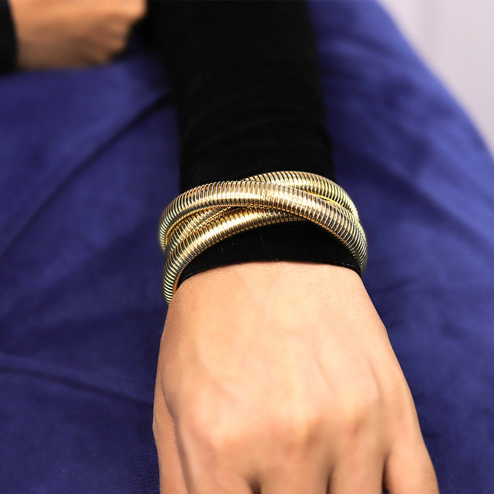 As seen on Bhumi Pednekar - Ornaio 18k Gold Plated Triple Layer Bracelet