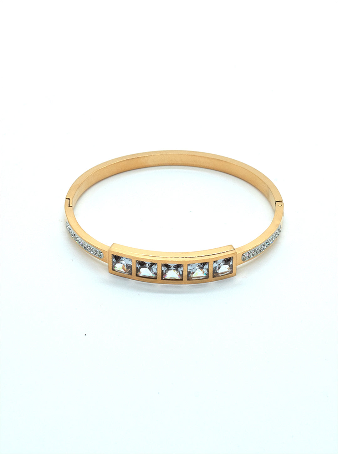 Ornaio 18K Gold Plated Anti-Tarnish Five Zirconias Linked Bracelet