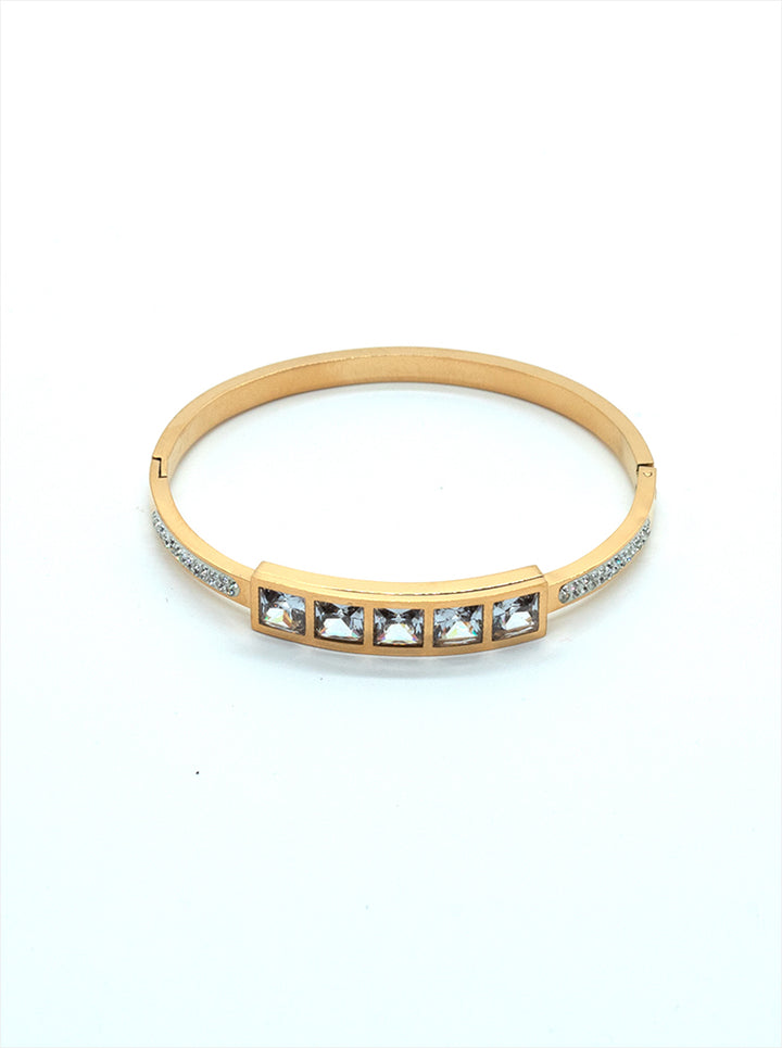 Ornaio 18K Gold Plated Anti-Tarnish Five Zirconias Linked Bracelet