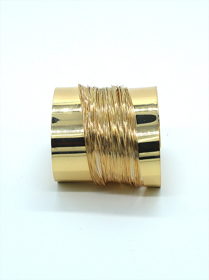 Ornaio 18K Gold Plated Thin Thread Wire Open Wide Bracelet Cuff