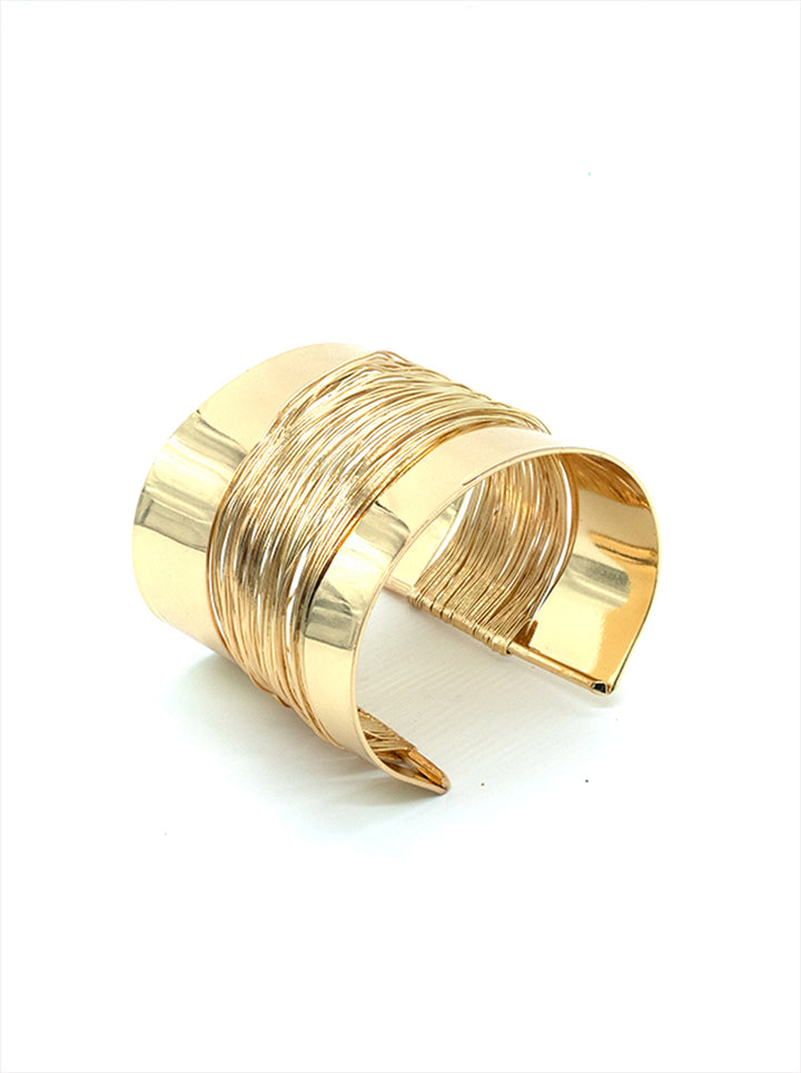 Ornaio 18K Gold Plated Thin Thread Wire Open Wide Bracelet Cuff