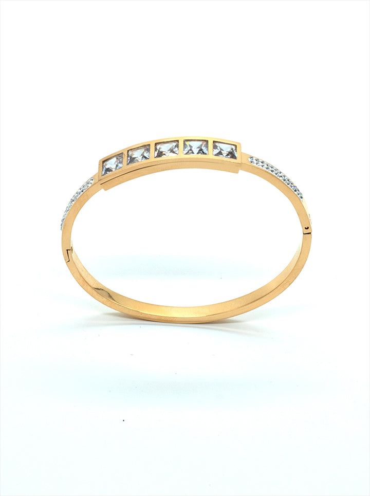 Ornaio 18K Gold Plated Anti-Tarnish Five Zirconias Linked Bracelet