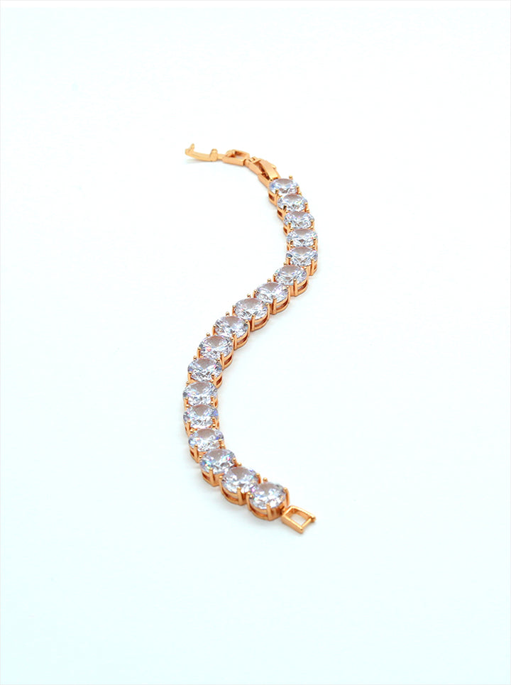 Ornaio 18K Rose Gold Plated Cubic Zirconia Tennis Bracelet