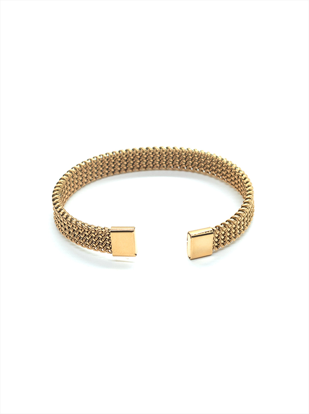 Ornaio 18k Gold Plated Stainless Steel Anti Tarnish Braided Opening C Shape Bracelet