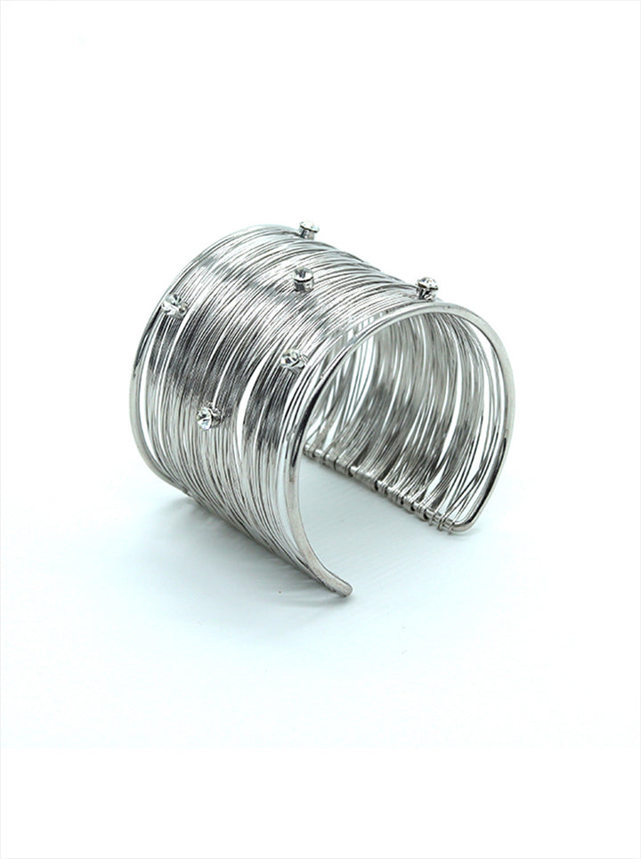 Ornaio Silver Stone-Studded Wired Bracelet Cuff