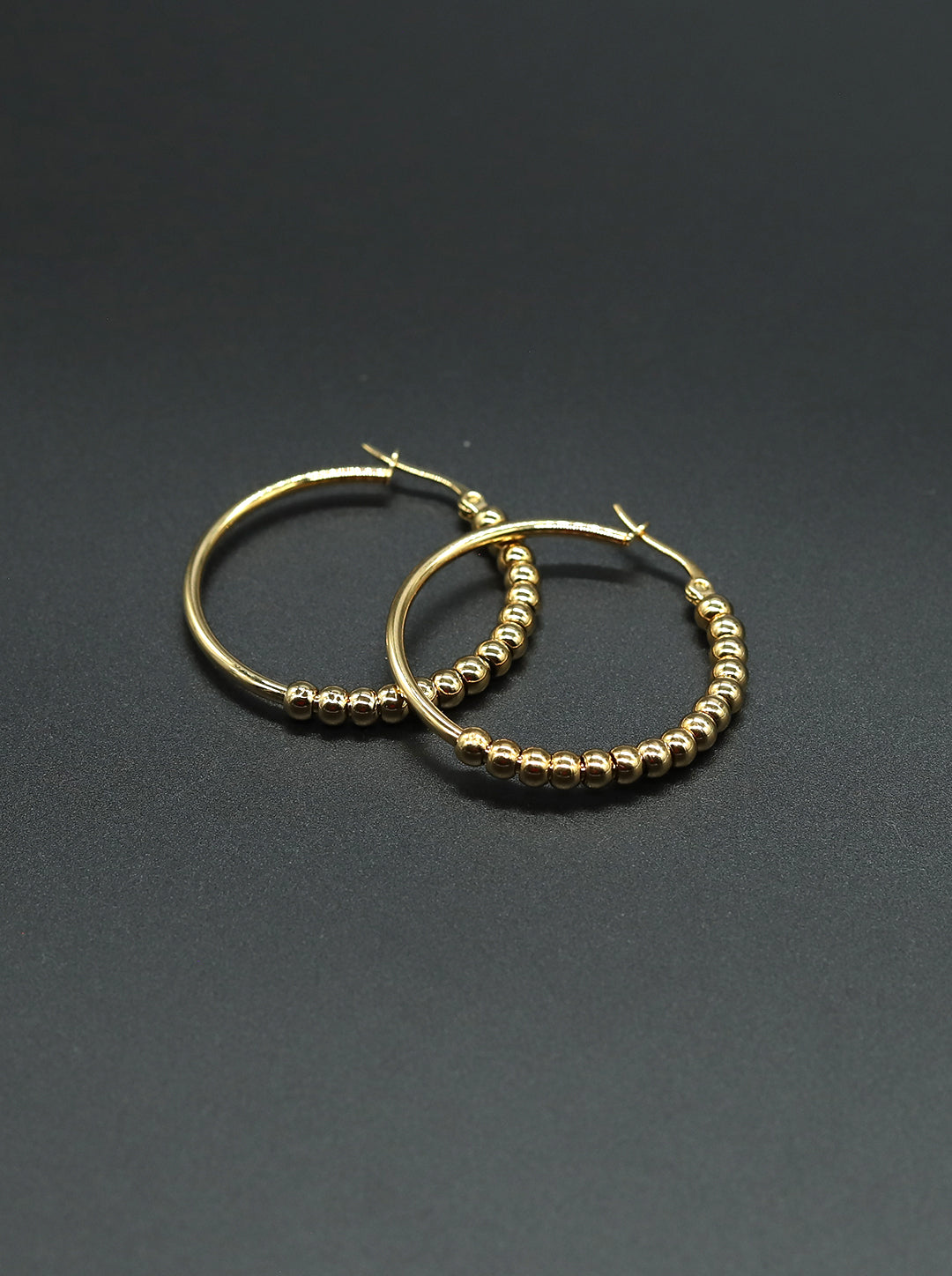 Ornaio 18k Gold Plated Anti Tarnish Beaded Hoop Earrings