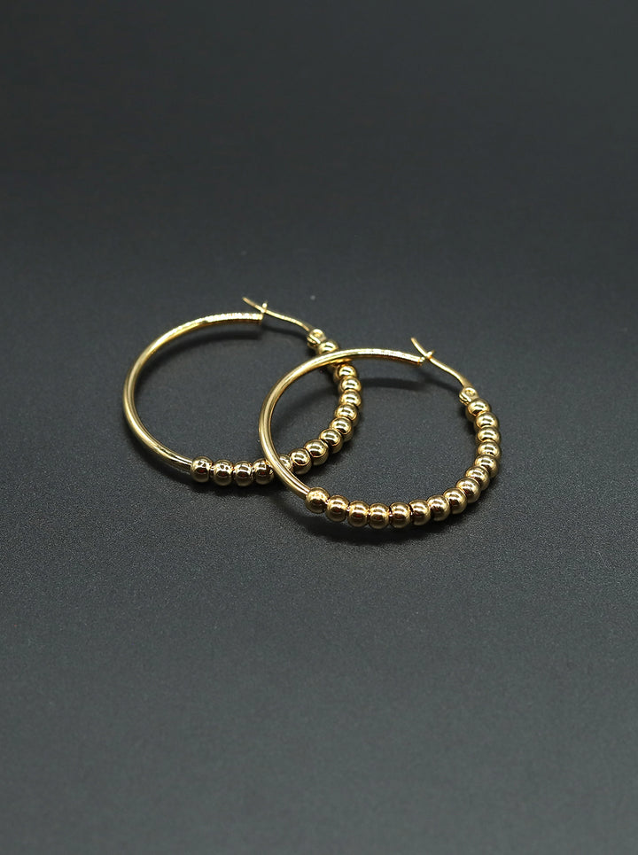 Ornaio 18k Gold Plated Anti Tarnish Beaded Hoop Earrings