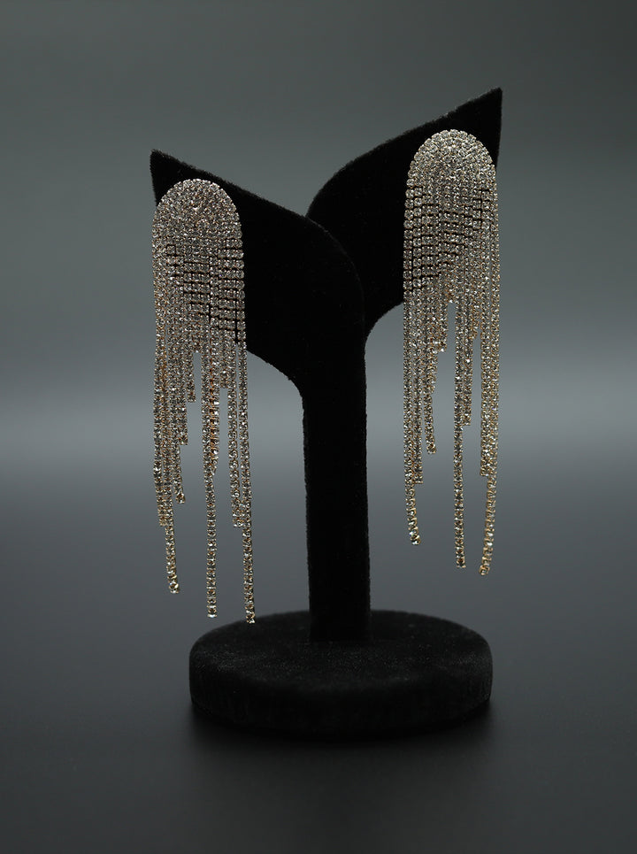 Ornaio Dazzling Long Chandelier Earrings with Cubic Zirconia