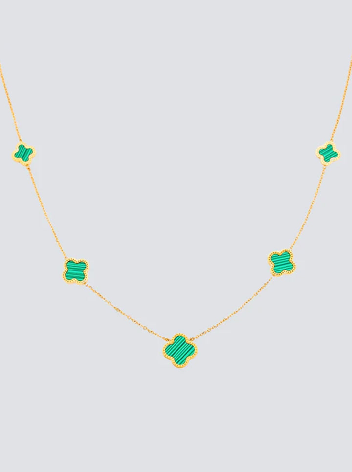 Ornaio 18k Gold Plated Anti-tarnish Clover Necklace in Emerald Green