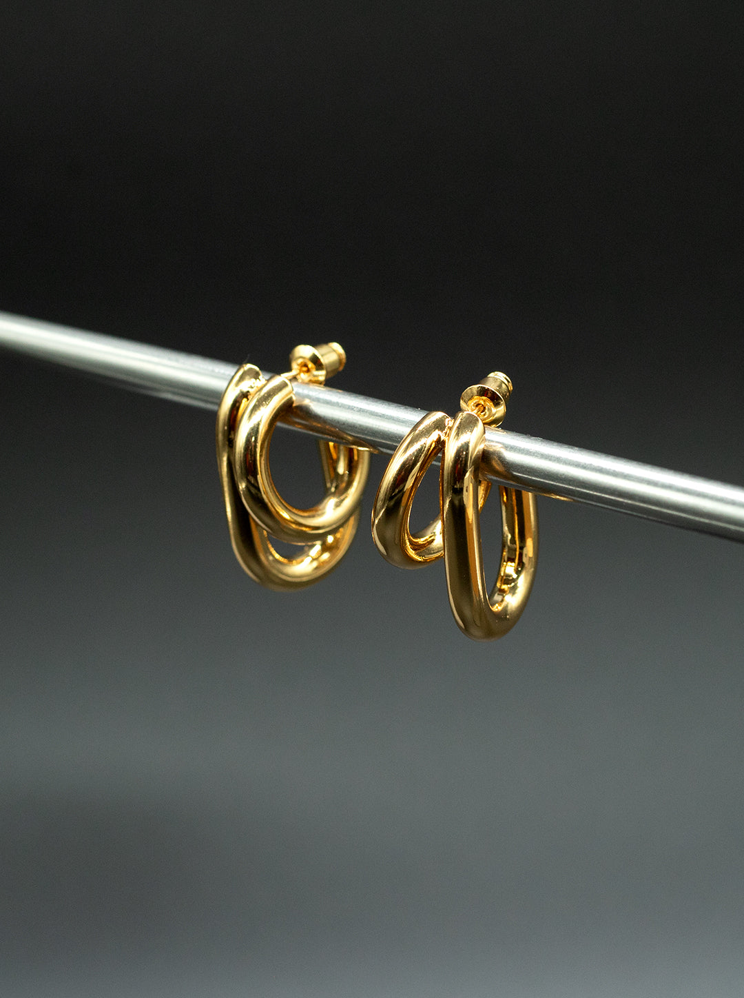 Ornaio 22K Gold Plated Anti-Tarnish Double Hoop Earrings