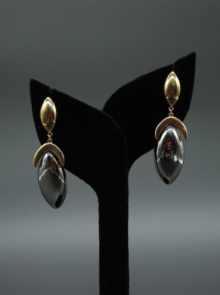 Ornaio Dual Tone 22K Gold Plated and Silver Waterdrop Earrings