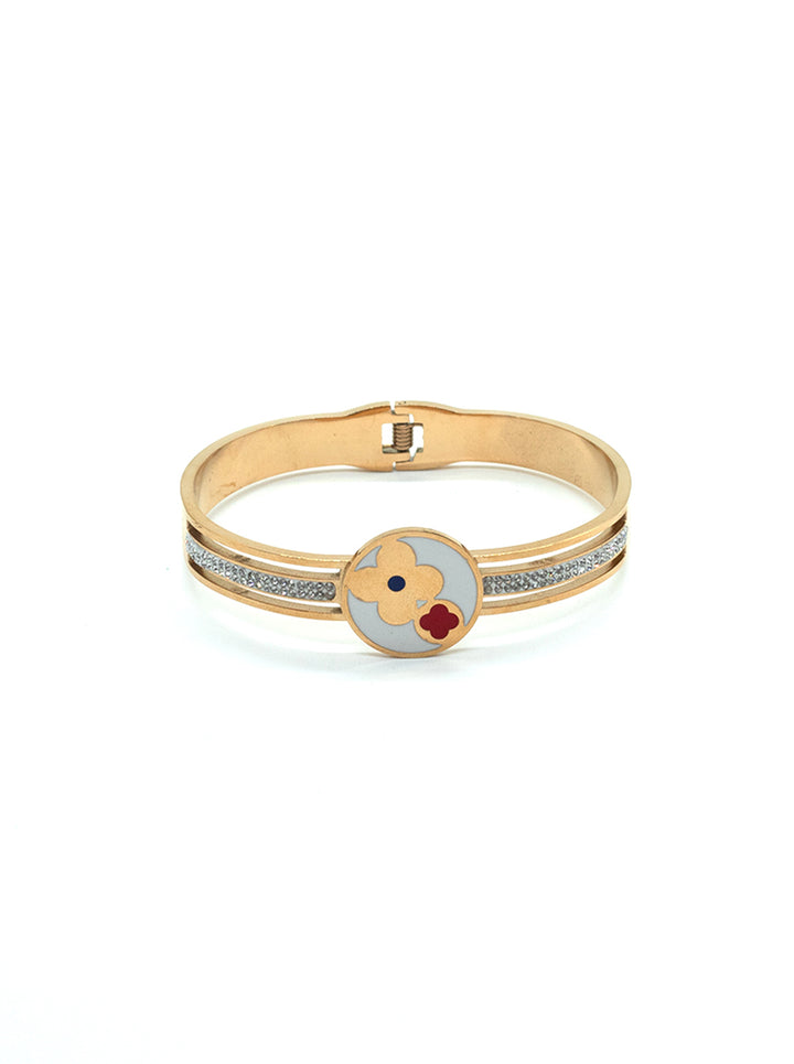 Ornaio 18K Gold Plated Anti-Tarnish Enamel Flower Bracelet