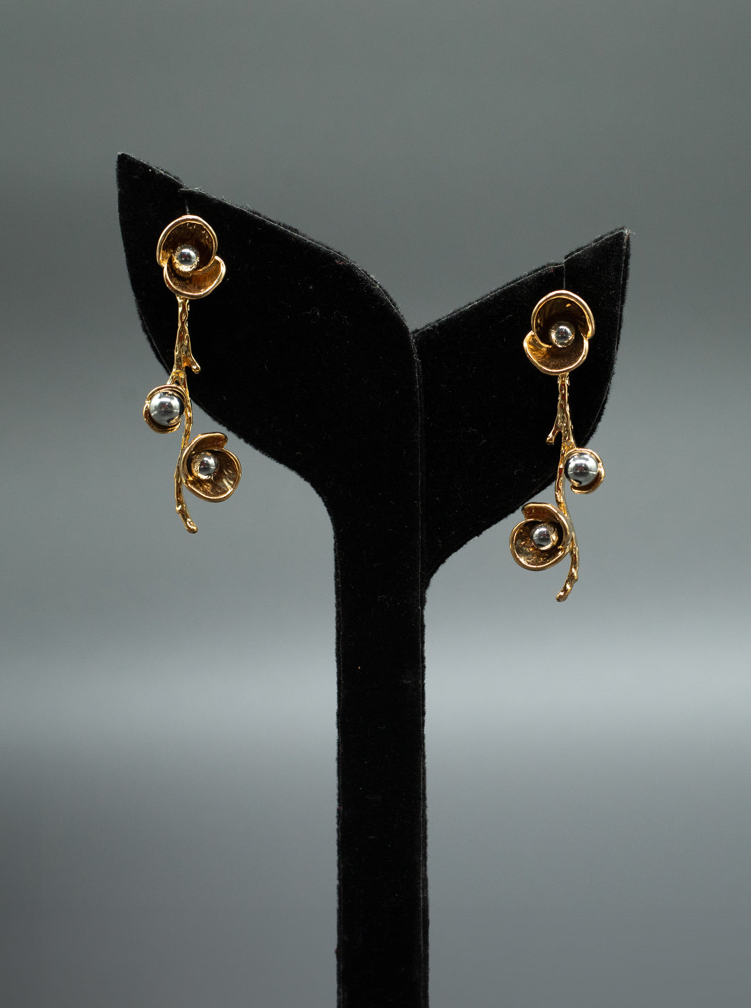 Ornaio 18K Gold Plated Anti Tarnish Flower Hanging Statement Earrings