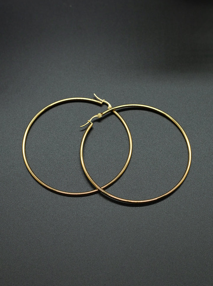 Round 18K Gold Plated Anti Tarnish Hoop Earrings by Ornaio