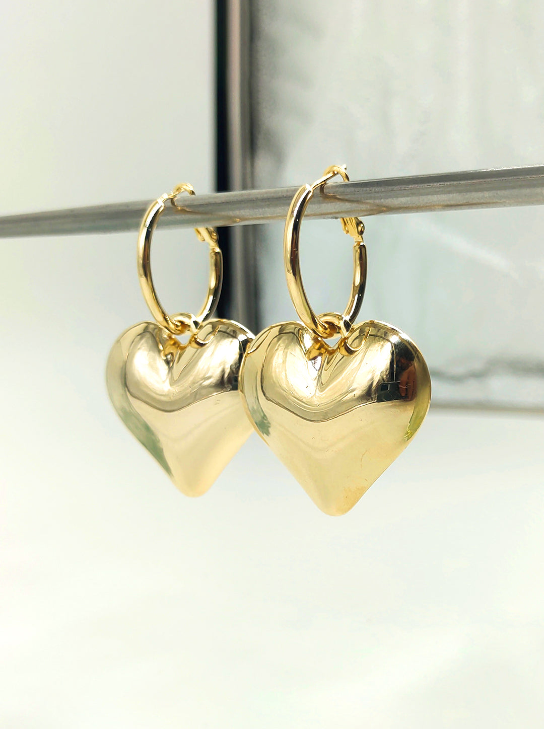 Ornaio 18K Gold Plated Chunky Heart Hoop Earrings