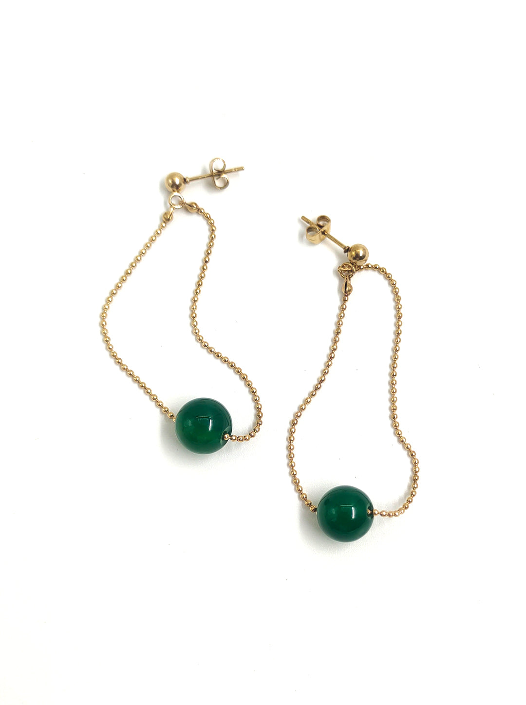 Ornaio 18K Gold Plated Anti-tarnish Green Dangler Earrings