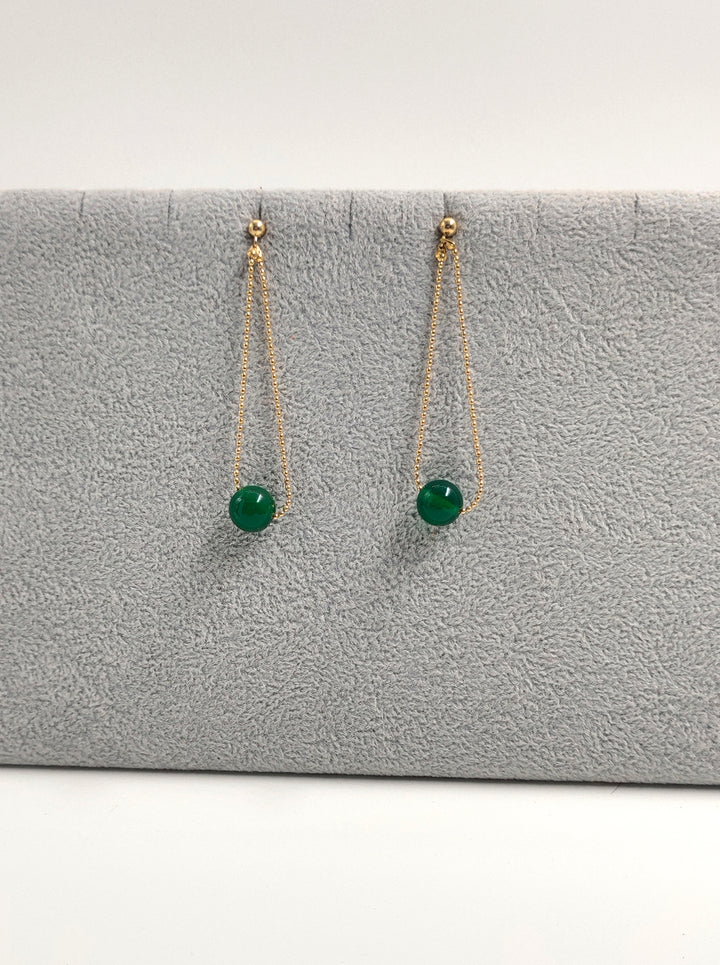 Ornaio 18K Gold Plated Anti-tarnish Green Dangler Earrings