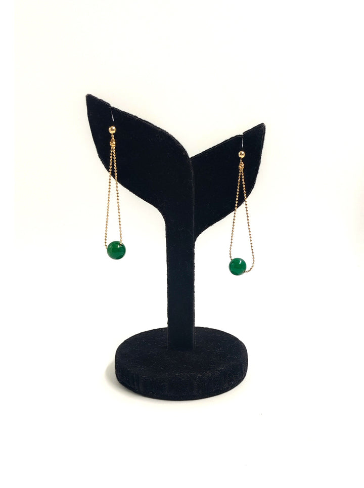 Ornaio 18K Gold Plated Anti-tarnish Green Dangler Earrings