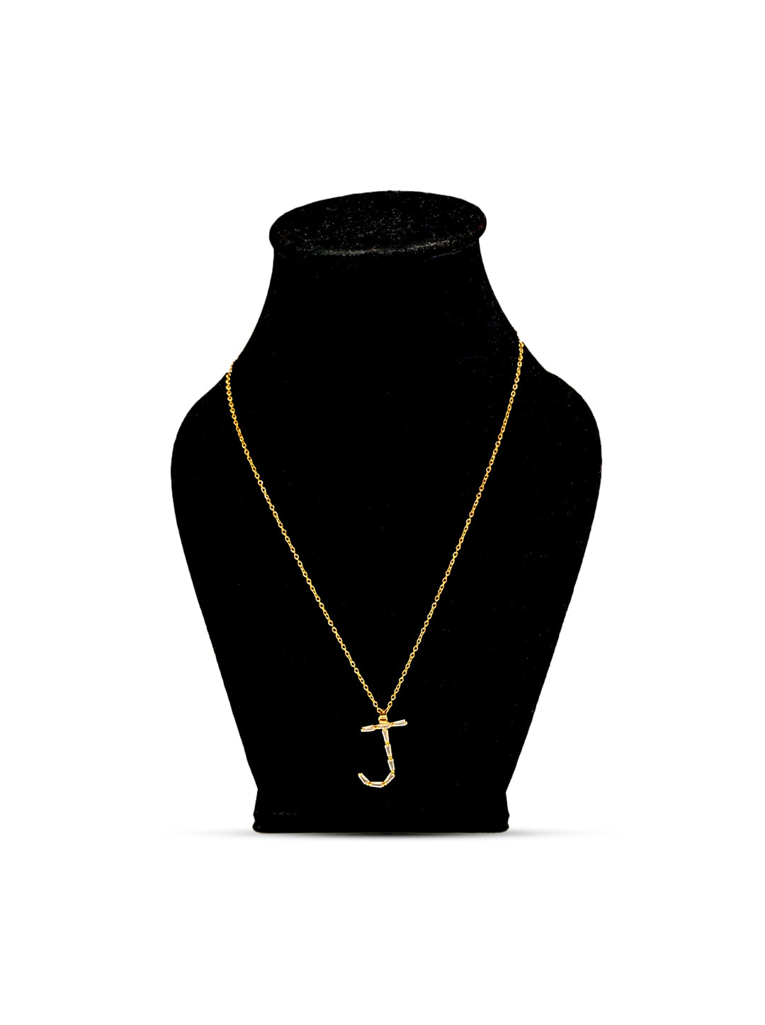 Ornaio 18K Gold Plated Anti Tarnish J Shaped Pendant Chain Necklace