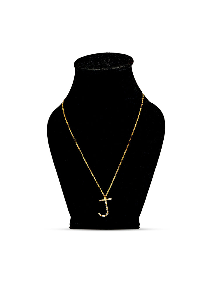 Ornaio 18K Gold Plated Anti Tarnish J Shaped Pendant Chain Necklace