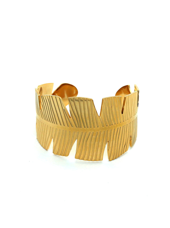 Ornaio 18K Gold-Plated Anti-Tarnish Leaf-Shaped Bracelet