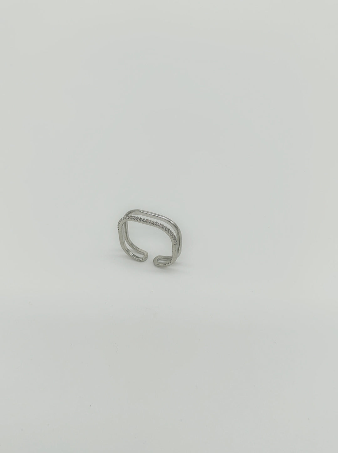 Ornaio Minimalist Silver Zircon Band Ring