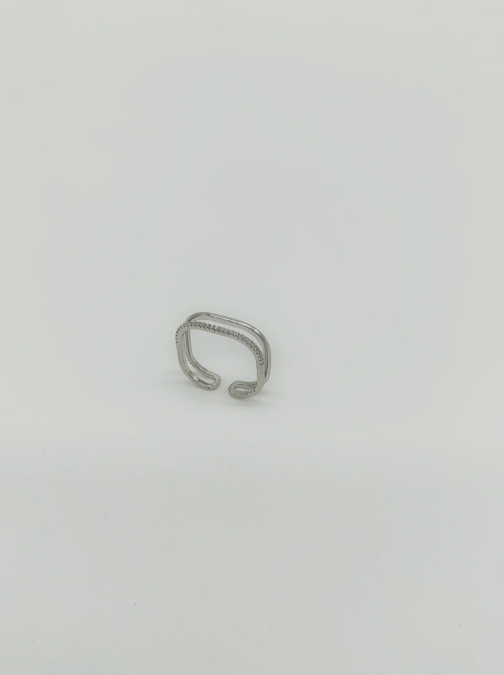 Ornaio Minimalist Silver Zircon Band Ring