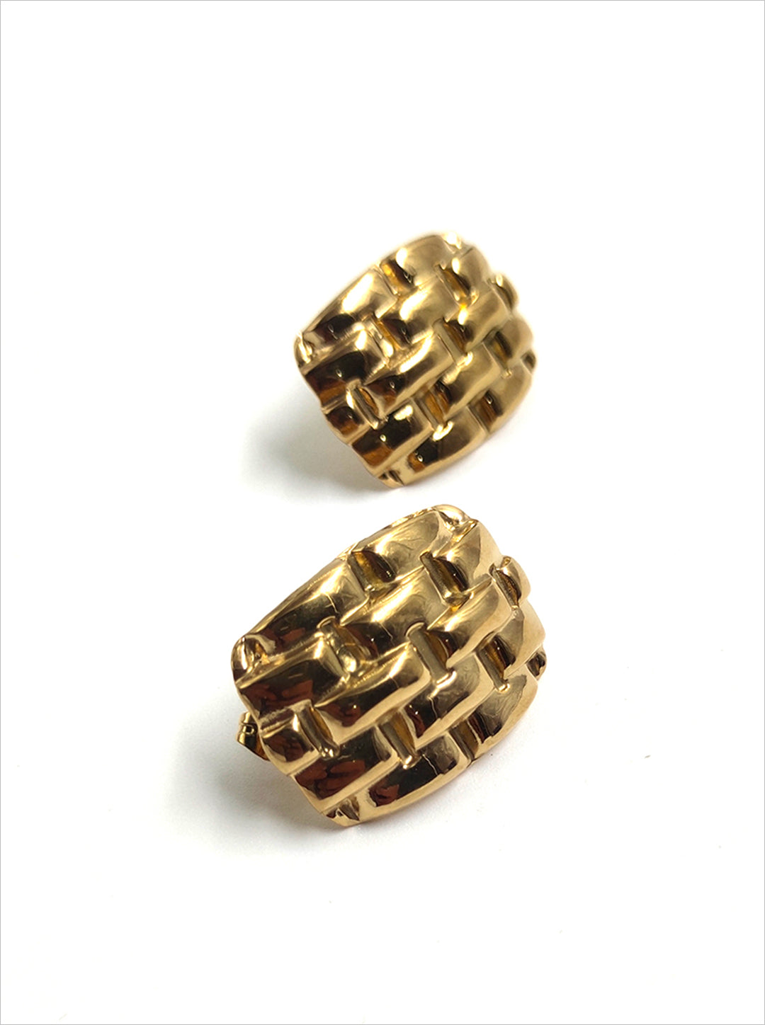 Ornaio 18k Gold Plated Anti-Tarnish Quilted Stud Earings