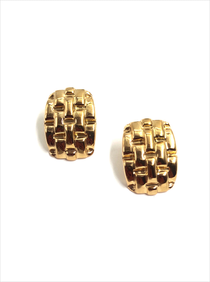 Ornaio 18k Gold Plated Anti-Tarnish Quilted Stud Earings