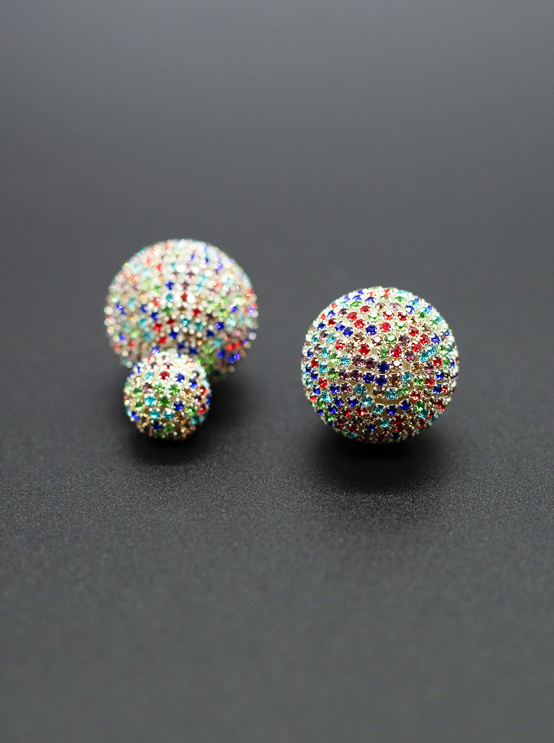 Ornaio Multicolor Rhinestone Double Sided Stud Earrings