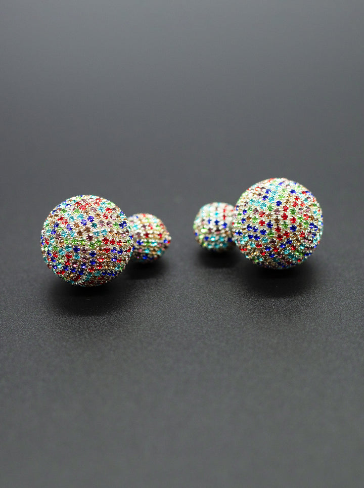 Ornaio Multicolor Rhinestone Double Sided Stud Earrings