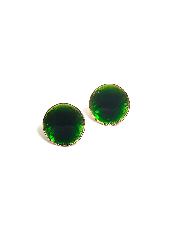 Ornaio 18k Gold Plated Round Shaped Stud Earring with Enamel