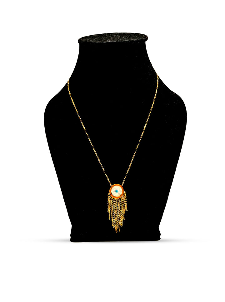 Ornaio 18k Gold Plated Anti tarnish Tassel Evil Eye Pendant Necklace