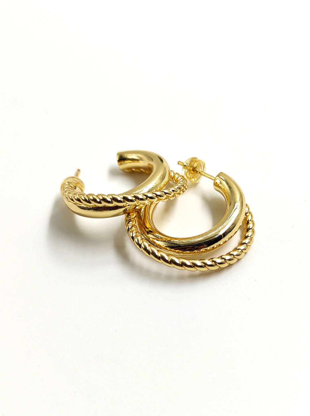 Twisted 18K Gold Plated Anti-Tarnish Hoop Earrings by Ornaio