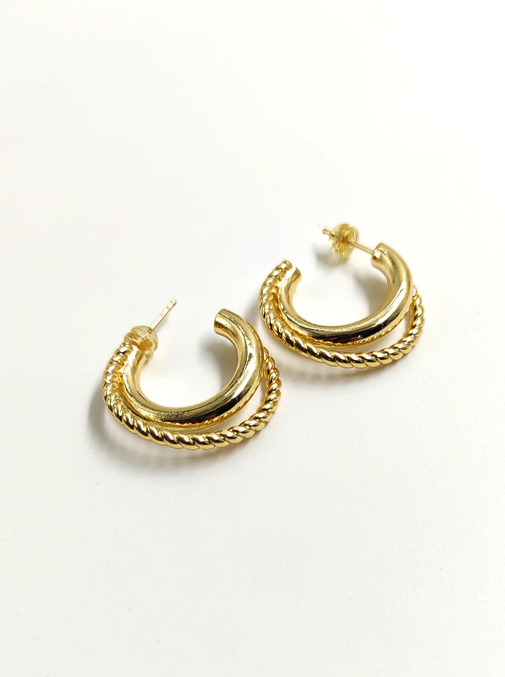 Twisted 18K Gold Plated Anti-Tarnish Hoop Earrings by Ornaio