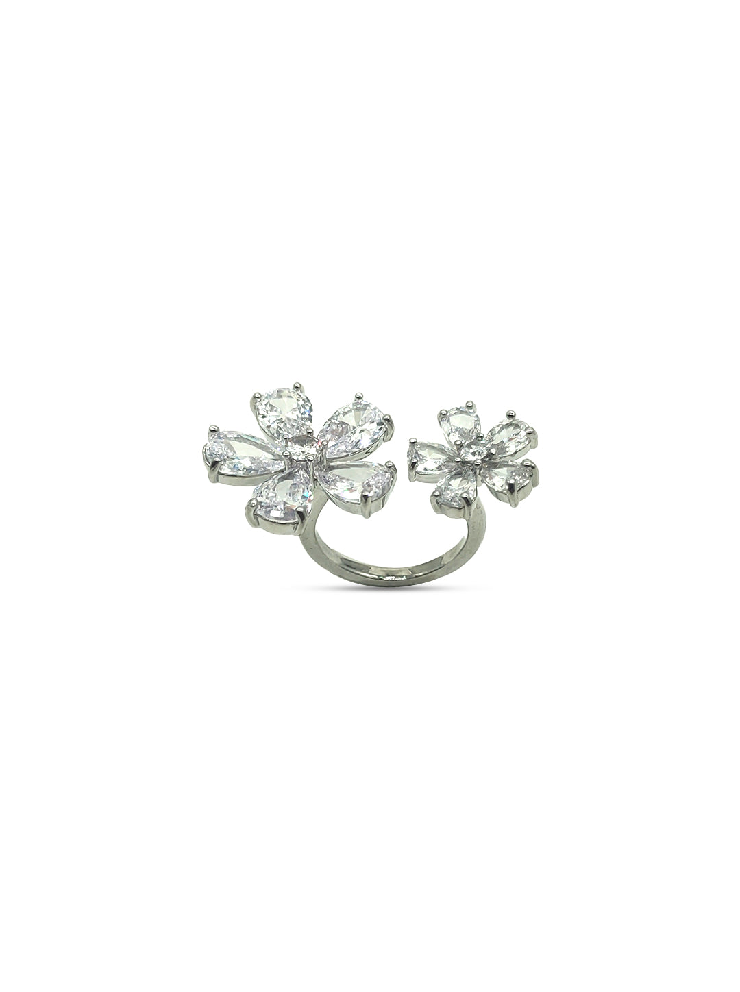 Ornaio Silver Forget-Me-Not Flower with Twin Flower Ring