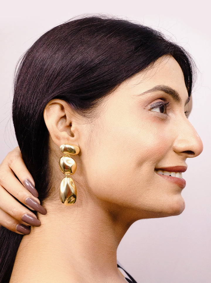 Ornaio 18K Gold Plated Anti-Tarnish Triple Glam Drop Earrings - Spotted on Aditi Rao Hydari