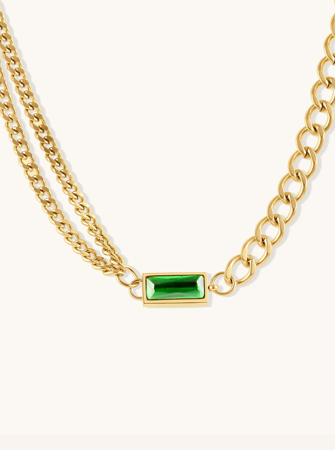 Ornaio 18 k Gold plated Green Color Square Pendant Necklace